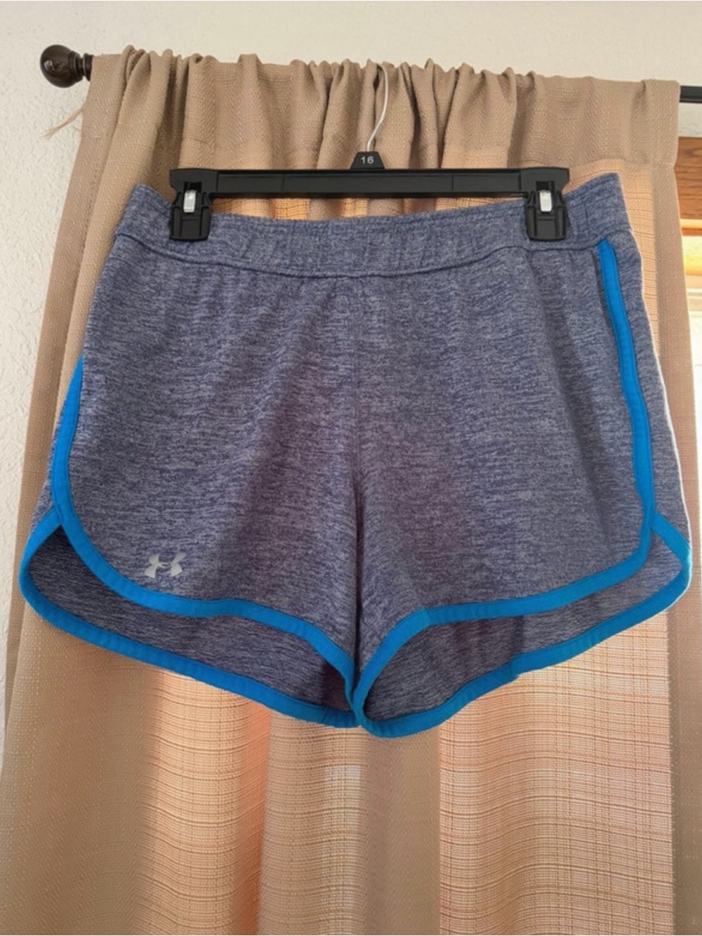 Under Armour Heather Gray Athletic Shorts with Blue Trim